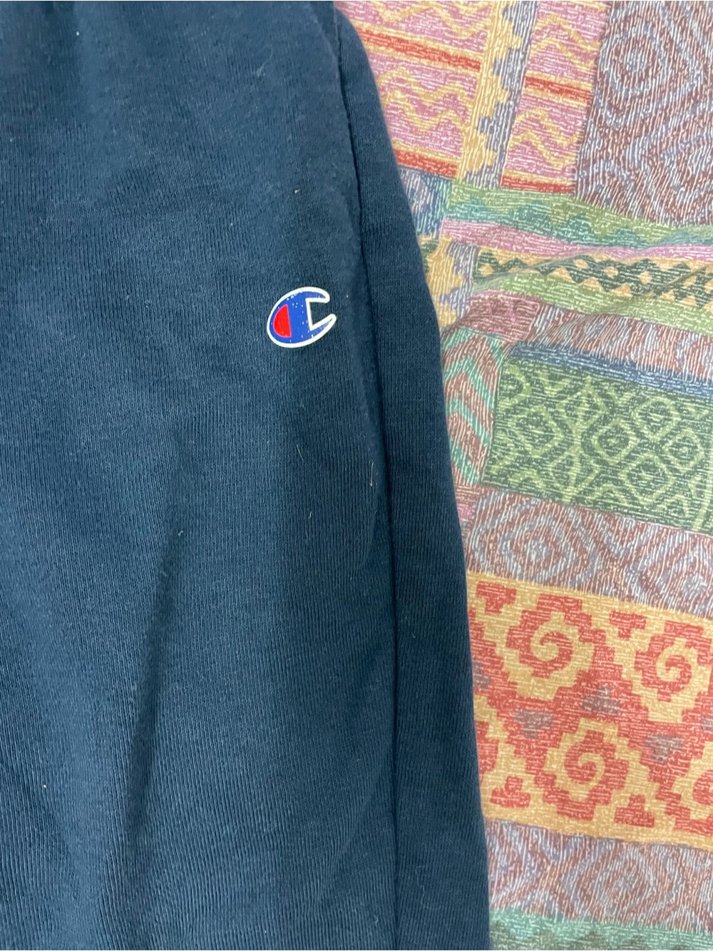 Champion Kids Black Sweatpants with Red & Blue Logo